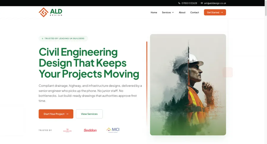 ALD Design website, built by Jamie Clarke