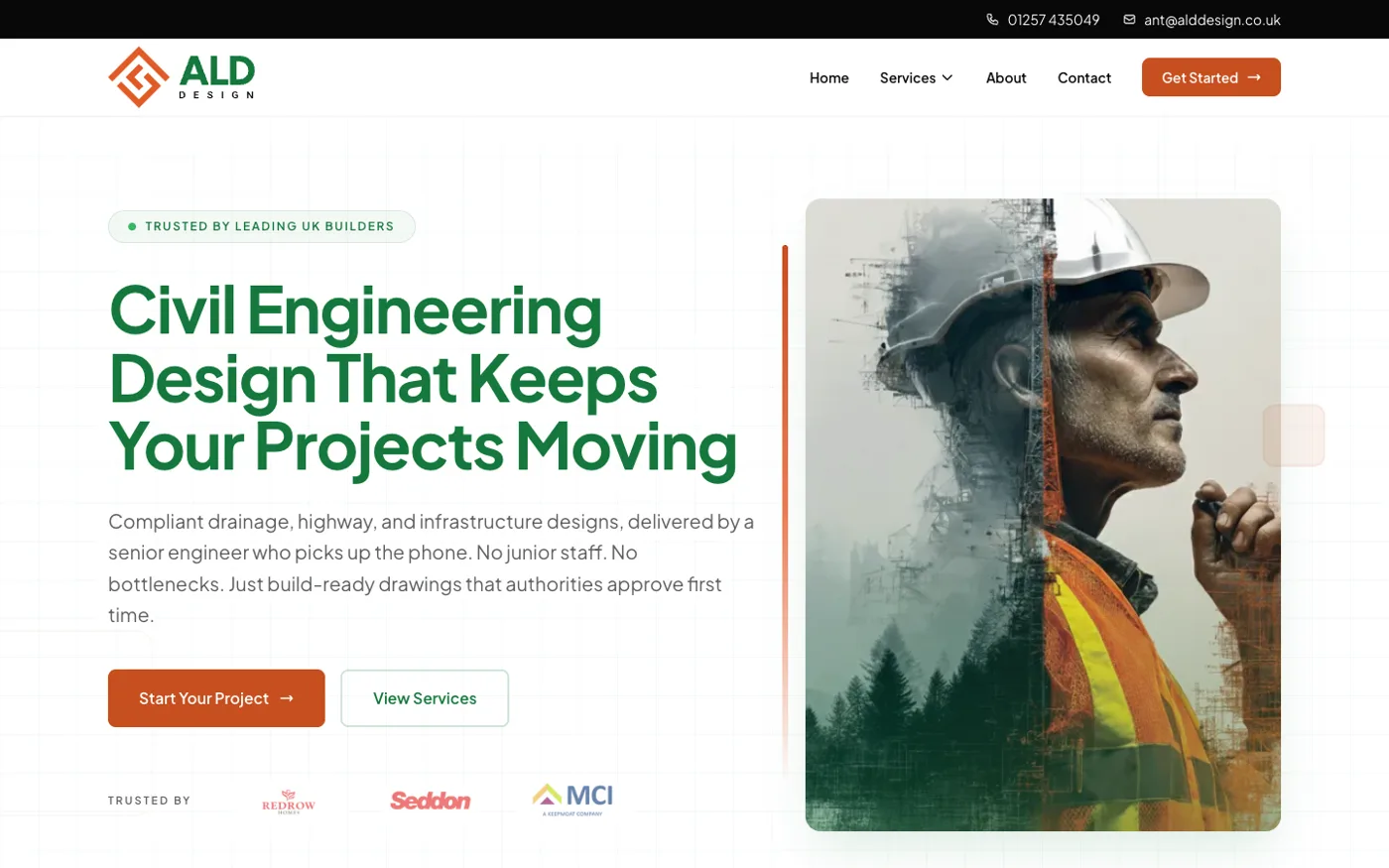 Screenshot of the ALD Design website
