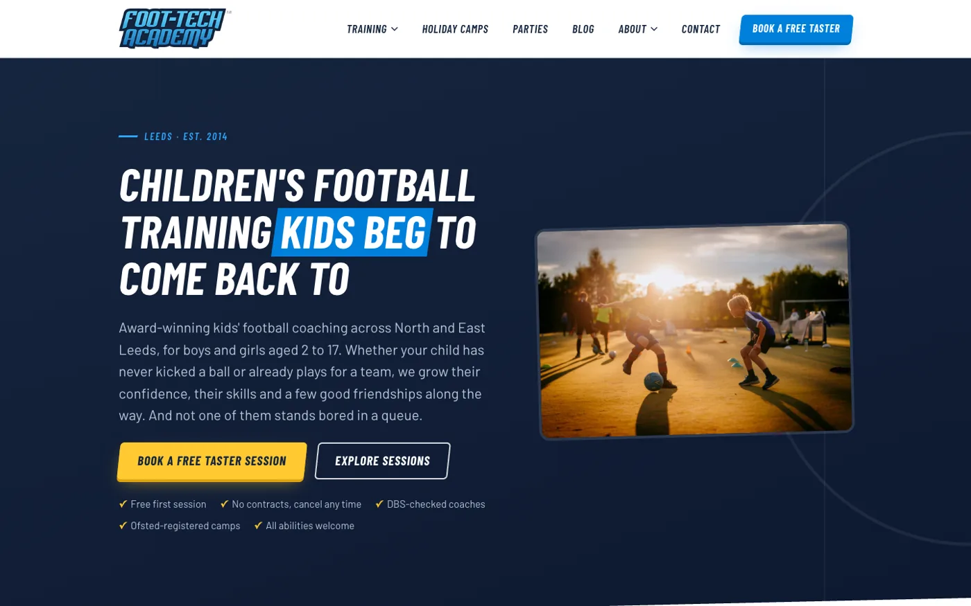 Screenshot of the Foot-Tech Academy website